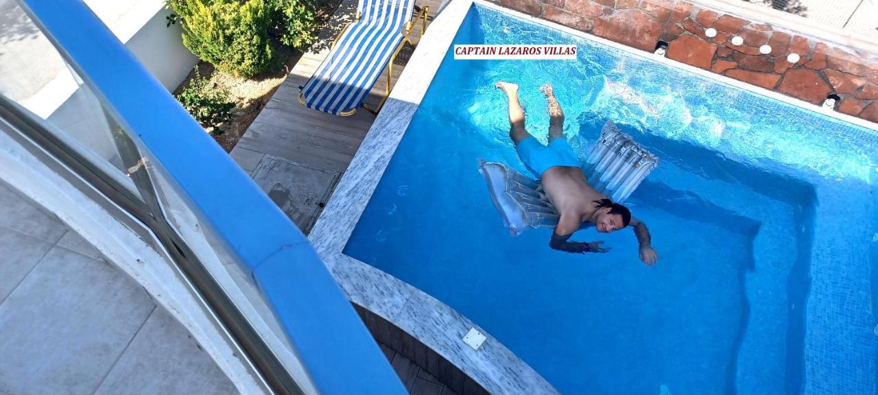 Located By The Sea One Beachfront Private Captain Lazaros Pool Villa With Loft In 750Sqm Spacious Private Plot-Jacuzzi-Sunrelax-Furnished Terace-Gazebo-Private Parking,Sleep 3 Adults And 2 Children, Just Steps From The Black Beach-Seaview Perísza Kültér fotó