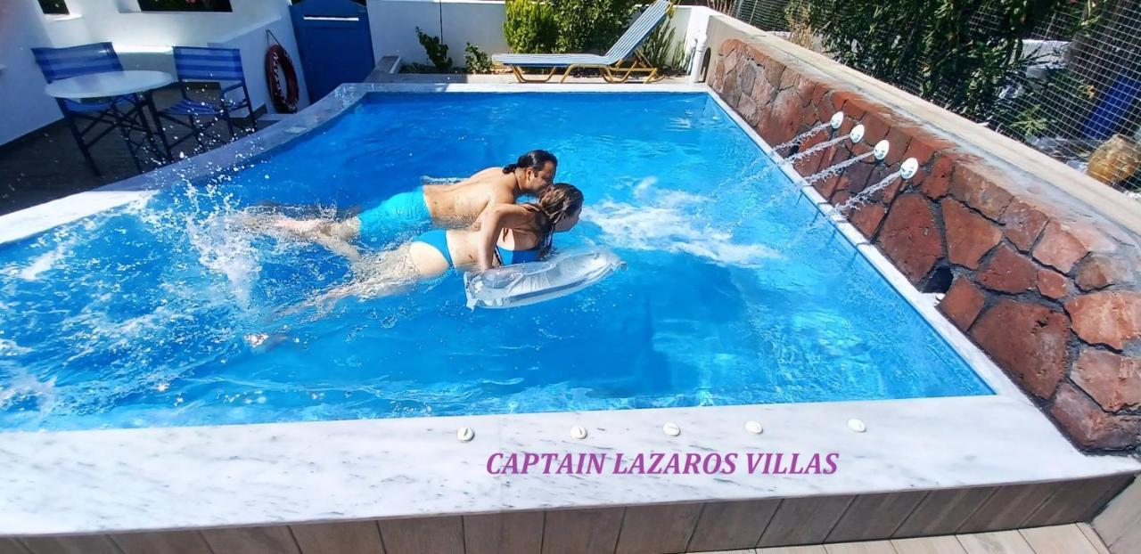 Located By The Sea One Beachfront Private Captain Lazaros Pool Villa With Loft In 750Sqm Spacious Private Plot-Jacuzzi-Sunrelax-Furnished Terace-Gazebo-Private Parking,Sleep 3 Adults And 2 Children, Just Steps From The Black Beach-Seaview Perísza Kültér fotó