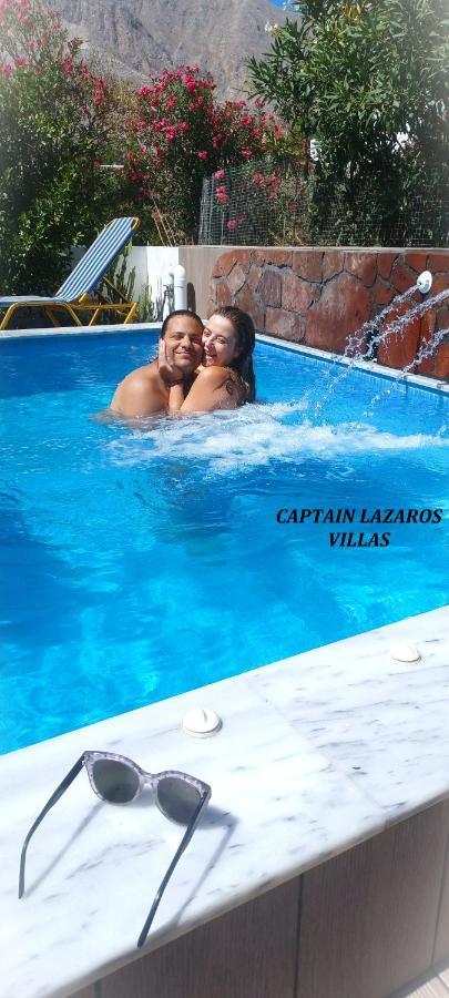 Located By The Sea One Beachfront Private Captain Lazaros Pool Villa With Loft In 750Sqm Spacious Private Plot-Jacuzzi-Sunrelax-Furnished Terace-Gazebo-Private Parking,Sleep 3 Adults And 2 Children, Just Steps From The Black Beach-Seaview Perísza Kültér fotó