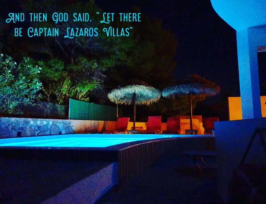 Located By The Sea One Beachfront Private Captain Lazaros Pool Villa With Loft In 750Sqm Spacious Private Plot-Jacuzzi-Sunrelax-Furnished Terace-Gazebo-Private Parking,Sleep 3 Adults And 2 Children, Just Steps From The Black Beach-Seaview Perísza Kültér fotó