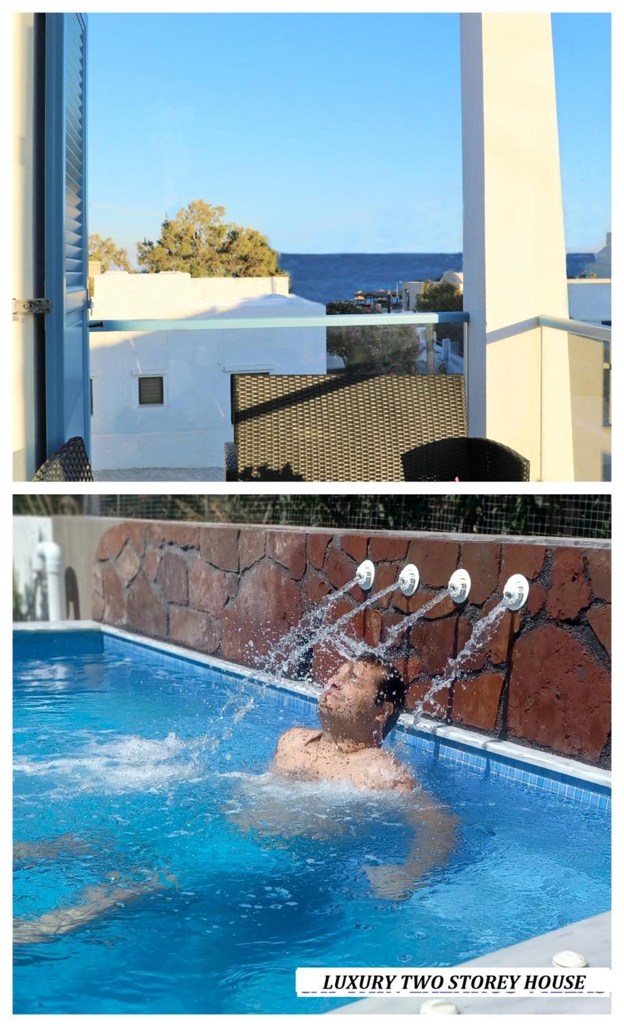 Located By The Sea One Beachfront Private Captain Lazaros Pool Villa With Loft In 750Sqm Spacious Private Plot-Jacuzzi-Sunrelax-Furnished Terace-Gazebo-Private Parking,Sleep 3 Adults And 2 Children, Just Steps From The Black Beach-Seaview Perísza Kültér fotó