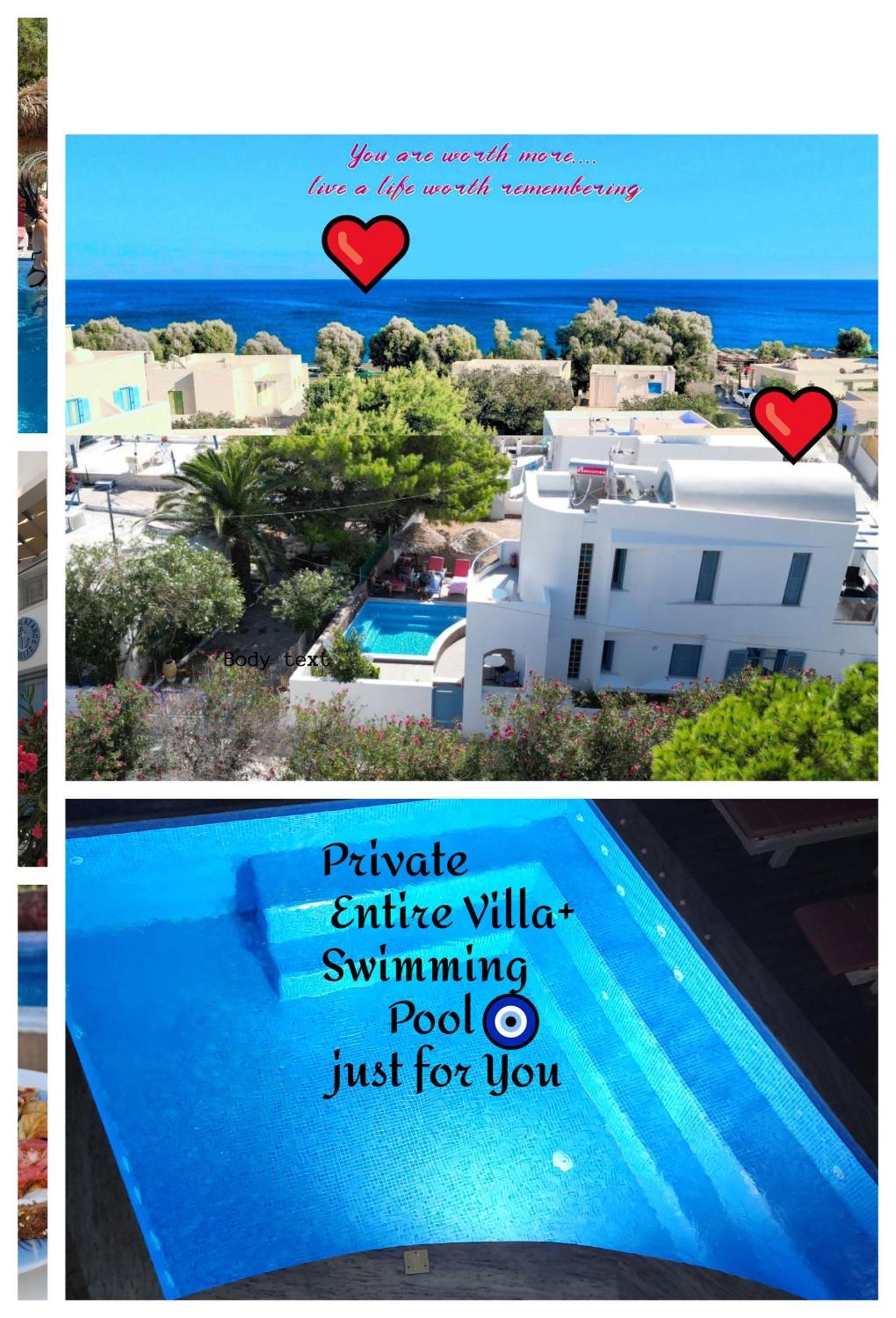 Located By The Sea One Beachfront Private Captain Lazaros Pool Villa With Loft In 750Sqm Spacious Private Plot-Jacuzzi-Sunrelax-Furnished Terace-Gazebo-Private Parking,Sleep 3 Adults And 2 Children, Just Steps From The Black Beach-Seaview Perísza Kültér fotó