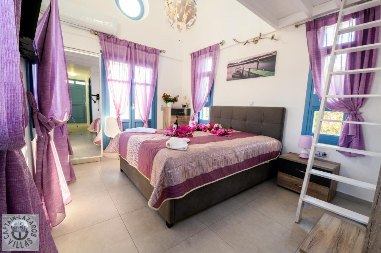 Located By The Sea One Beachfront Private Captain Lazaros Pool Villa With Loft In 750Sqm Spacious Private Plot-Jacuzzi-Sunrelax-Furnished Terace-Gazebo-Private Parking,Sleep 3 Adults And 2 Children, Just Steps From The Black Beach-Seaview Perísza Kültér fotó